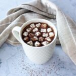 Cup of hot cocoa with mini marshmallows.